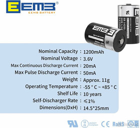 Bateria EEMB ER14250 1/2AA 3.6V  - 5 ks - 2
