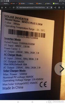 Fotovoltaicky invertor 5,5kw -hybridný - 2