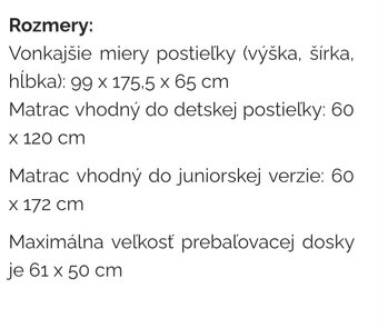Detská kombinovaná postieľka s prebalovacím pultom - 2
