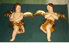 Drevené barokové sochy anjelíky do páru - 2