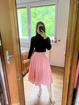 Hearts and found ružová madeirová midi sukňa XS - 2