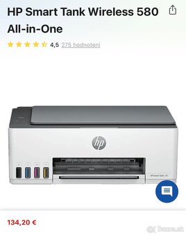 HP Smart Tank Wireless 580 - NOVÁ - 2