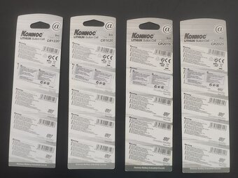 3V batéria CR1220, CR1620, CR2016, CR202 - sada 5 kusov - 2
