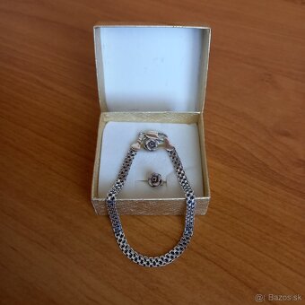 Strieborné naušnice a retiazka na ruku - 2