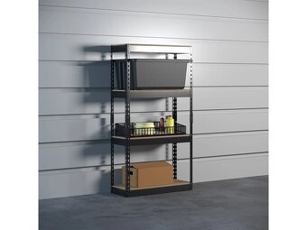 Kovové skladové regály s drevenými policami - 2