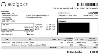 Bluetooth sluchátka Final Audio ZE3000 SV (v záruke) - 2