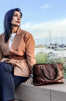 hnedá kožená kabelka - nová - 2