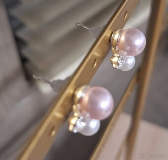 Náušnice perličky strieborné+ružové - 2