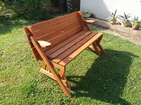 Rozkladacia záhradná lavica lavička  pivný set stol sedenie - 2