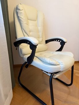 Masážne kreslo s podnožkou -béžový - 2