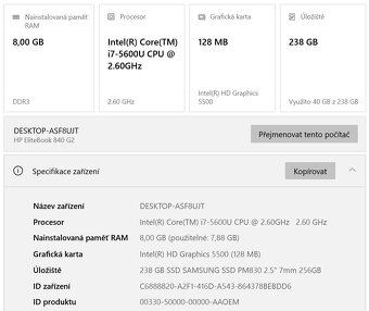 ▼HP EliteBook 840 G2 - 14" / i7-5600U / 8GB / SSD / ZÁR▼ - 2