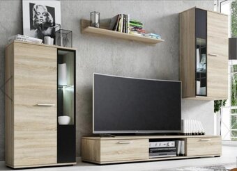 Obývacie zostavy dub sonoma a biely mat - 2