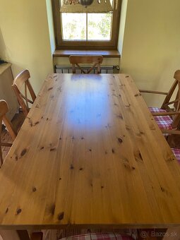 Masívny drevený stôl + 6 x stolička IKEA - 2