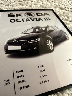 Škoda octavia 3 OBRAZ A3 s rámom - 2