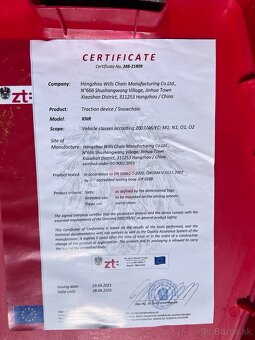 snežné reťaze s certifikátom - nepoužité na pneu 215/75 R16C - 2