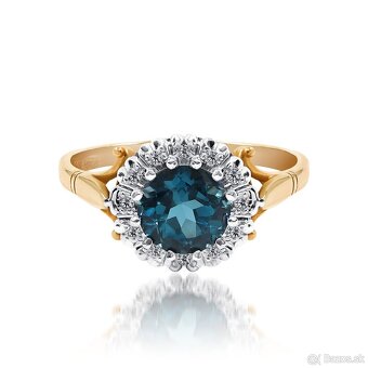 Prsteň z 14k zlata s 1,43ct prírodným Topásom a diamantmi - 2
