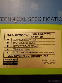 Predám menič 60v/220v čistá sinusoida - 2