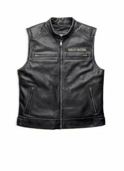 Moto Vyšívaná - Kožená Vesta Harley Davidson - 2