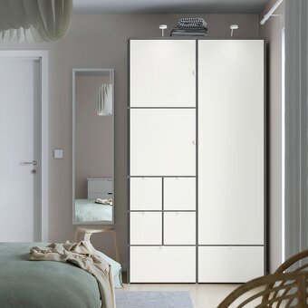 Šatníková skriňa, sivá/biela, 122x59x216 cm - 2