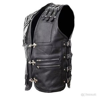 Moto Kožena Vesta Ozdobna S Prackami 4 XL Prava Koža - 2