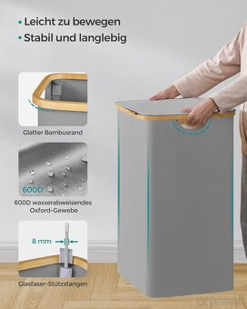 SONGMICS kôš na bielizeň 150 l – 3 priehradky, holubia sivá - 2