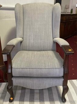 Kreslo, ušiak, textília, drevo, v 107cm, s 65, h 63 - 2