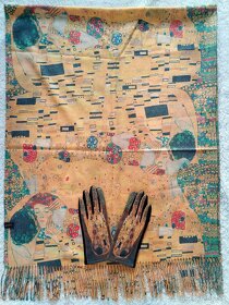 Vlnený šál Gustav Klimt- Bozk - 2