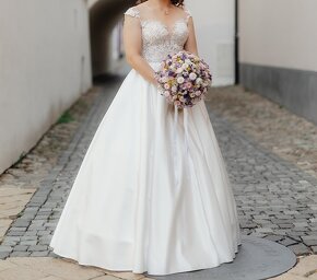 Elegantné svadobné šaty Ivory veľ. 38 + kruh + závoj zdarma - 2