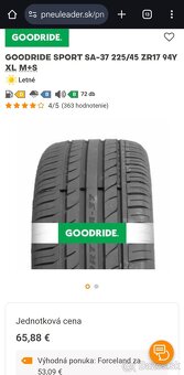 Letne pneumatiky 225/45 R17 - 2