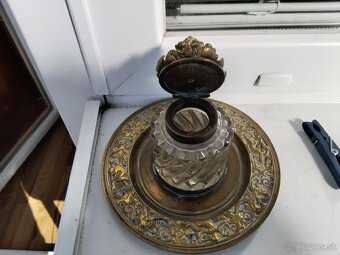 Zdobený kalamar, mosadz ,sklo - 2