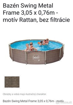 Bazén Swing Metal Frame 3,05 x 0,76m - motív Rattan, bez fil - 2