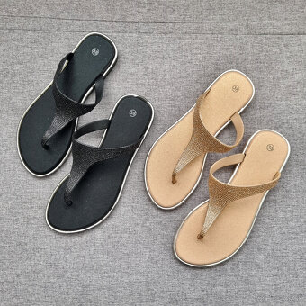 Dámske letné šľapky - zlaté a čierne - 2