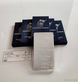 Investičné striebro,strieborné investičné tehličky, 1000 g. - 2