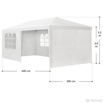 Párty stan 3 x 6 m modrý sivý biely červený - 2