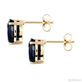 Napichovacie zlaté náušnice s prírodnými deep blue Zafírmi - 2