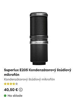 Štúdiový kondenzátorový mikrofón SUPERLUX E205 - 2