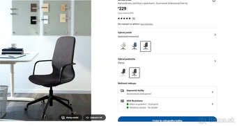 IKEA LÅNGFJÄLL - Kancelárska stolička, tmavosivá/čierna 4ks - 2