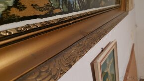 Predám vyšívaný obraz Ježiša s ovečkami v zlatom ráme - 2