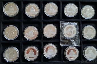 Cina Panda 1989-2025 Ag.999 investicne striebro mince - 2