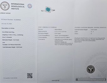 Smaragdový prsteň z 18k bieleho zlata s prírodnými diamantmi - 2