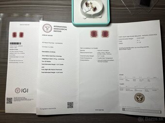 Rubinove nausnice 14k zlato s diamantami IGI - 2