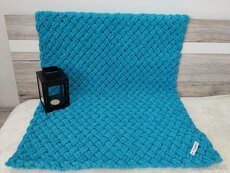 Pletená detská deka tyrkysová modrá - 2