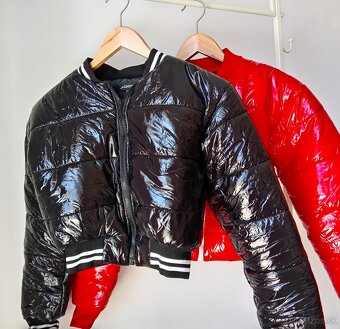 Moderna damska lahka bomber bunda metalicka cierna NOVA - 2