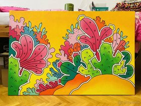 Veľký, ručne maľovaný obraz: Kaktusy - 2