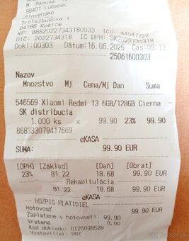 PREDÁM XIAOMI RedMi 13 v záruke do 16.6.2027 - 2