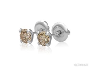 Champagne 0,83ct diamantové náušnice z 14ct bieleho zlata - 2