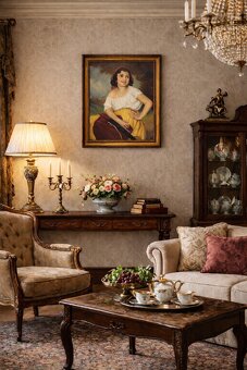 OBRAZ - Olejomaľba - Béla Czene - Hráčka na lutnu - 2