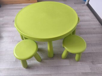 Detský IKEA zelený stôl okrúhly+ zelená okrúhla stolička - 2