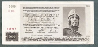 Staré bankovky 5000 korun 1944 NEPERFOROVANA, VZÁCNÁ, skoro - 2