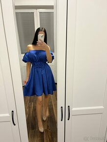 Saténové šaty modré - 2